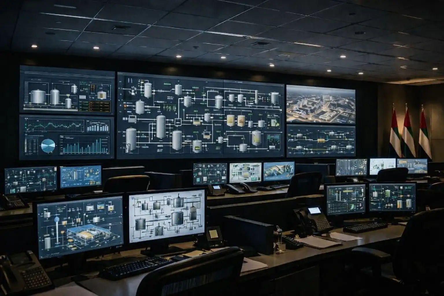 SCADA control room monitoring industrial automation systems